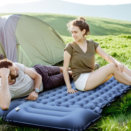 matelas gonflable 2 personnes| LE 10 CM AVEC OREILLER - Camping Confortable