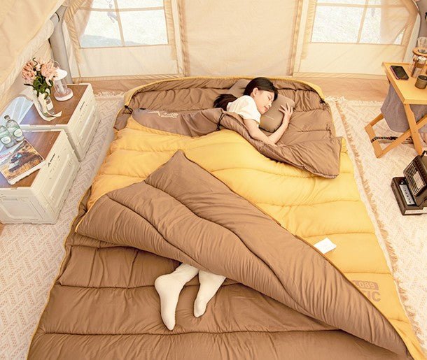 Sac de couchage 2 personnes | LE TOUT COTON 3 SAISONS - Camping Confortable