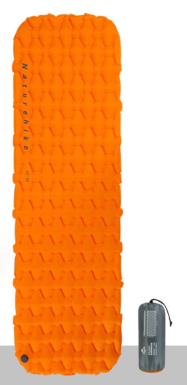 matelas gonflable orange avec sac transport