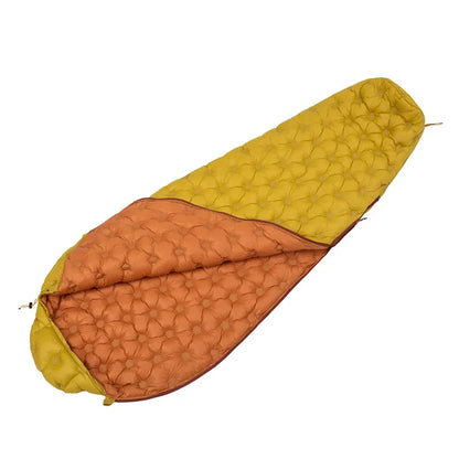 sac de couchage jaune ouvert interieur orange