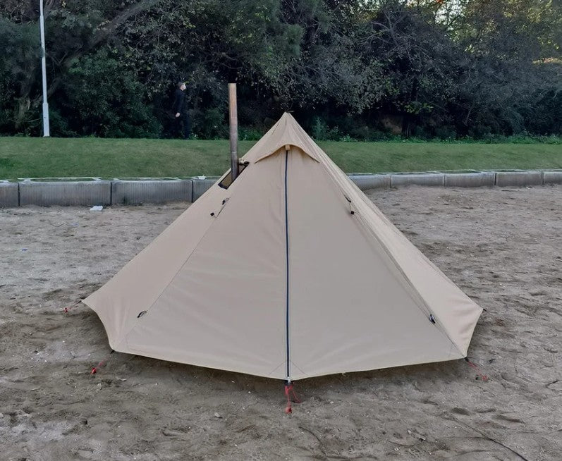 tente-camping-conique-avec-chambre-beige